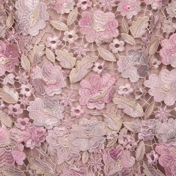 Elie Tahari Laura pink floral lace a-line dress-6 - Picture 2 of 7